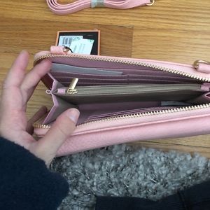 Brand new pink leather cross bag